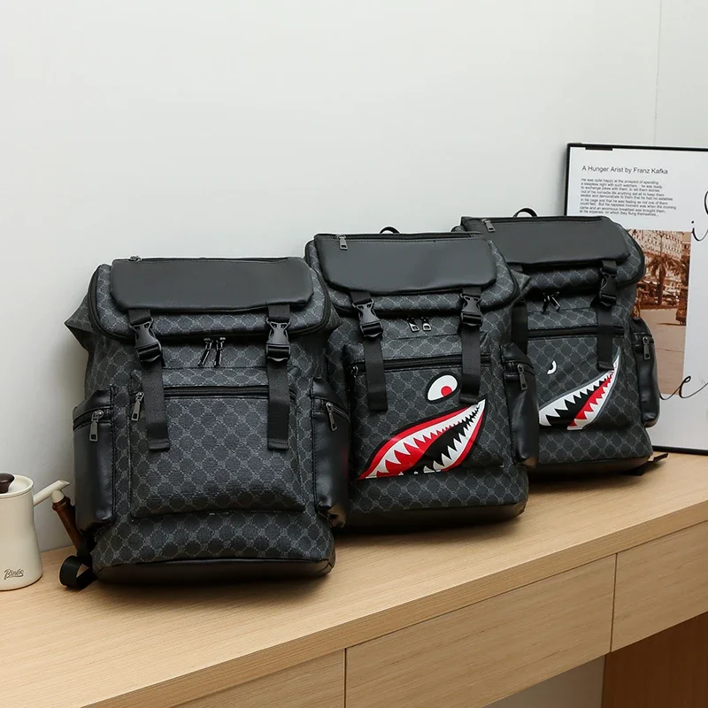Bape Shark Shark Vt Backpack New PU Leather Backpack With