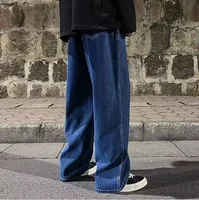 Jean ample pour hommes, Streetwear, Style coréen, mode, ample, droit, jambes larges, vêtements de marque, noir, bleu clair, nouvelle collection 2025 6