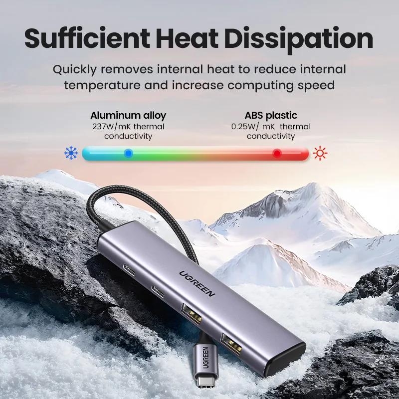 Ugreen Usb c Hub Portas Usb c para Hub Usb com Usb-c e Usb-a 5gbps Data Port Alumínio tipo c Hub para Adaptador Usb Múltiplo - Imagem 6