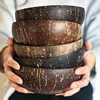 1/2/4 Sets Coconut Shell Bowls With Spoons Creative Rice Dessert Container Fruit Yogurt Salad Wooden Dinnerware For Home Kitchen 1