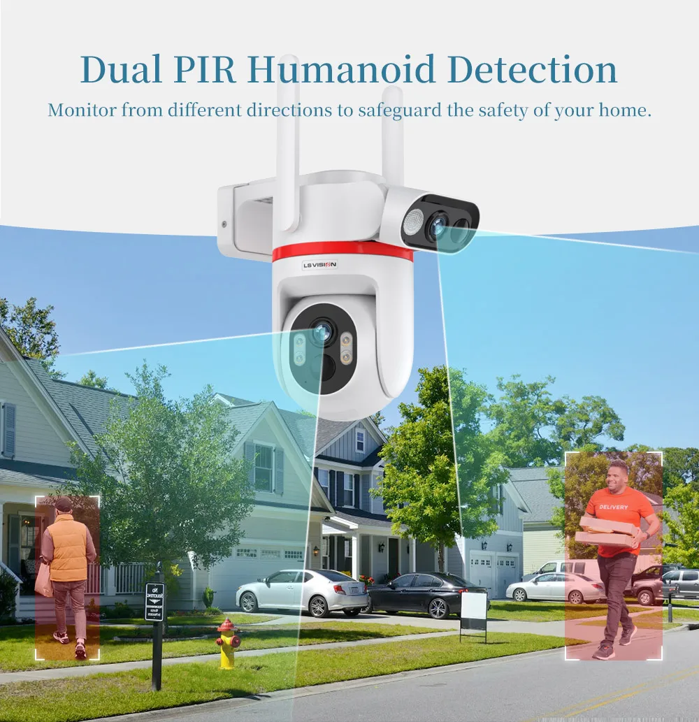 4G LTE Solar Cameras 8MP Outdoor Surveillance Cameras Dual Screens Dual PIR Dete