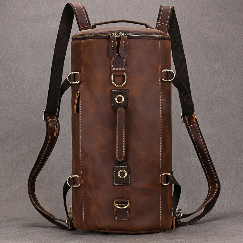 Male Backpack Genuine Leather Travel Bag For Man Cowhide Leather Travelling Bag Multifunctional Bagpack Sport Tactical Backpack 2