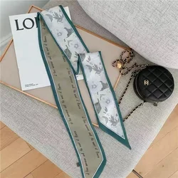 Elegant Floral Silk Scarf & Hairband Accessory (Green)