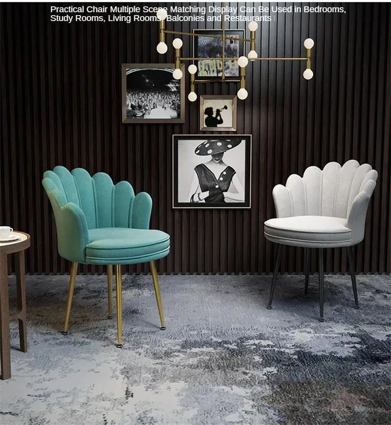 Description Picture 2 of itemSimple Modern Velvet Chair For Home Furniture Backrest Living Room Chair Dining Room Light Luxury Gold Leg Kitchen Dining Chair