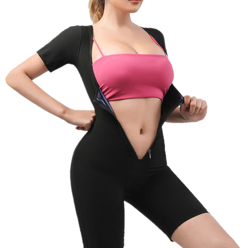 

Women Sweaty Jumpsuit Body Shaper Sauna Shirt Shapewear Waist Trainer Sweat Shirt Fat Burning Sauna Bodysuit for Weight Loss