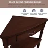 Small corner table for small Spaces, 33.8 "wooden triangular side table with drawers and 2 open shelves 4