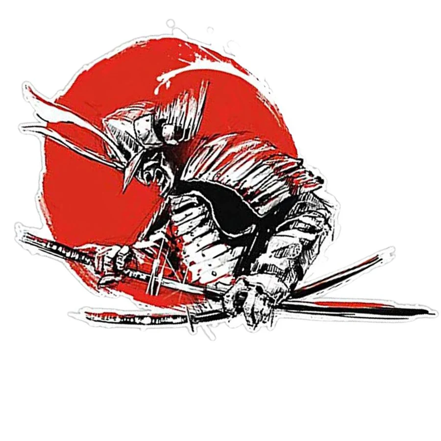 Universal Japanese Anime Sunset Samurai Warrior Motorcycle Waterproof Stickers Moped Motocross Car ATV 5