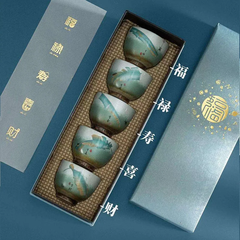 Ceramic Kungfu Tea Bowl Glazed Tea Cups Pu'er Master Cup 75ml Kitchen Teaware Household Set Accessories Cup Set