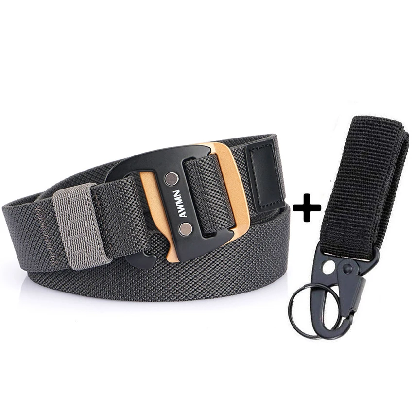 men's belts for jeans New Men's Elastic Belt For Jeans Pants Metal Buckle Casual Nylon Belt Wear-resistant Woven Stretch Outdoor Sports Accessories belts designer Belts