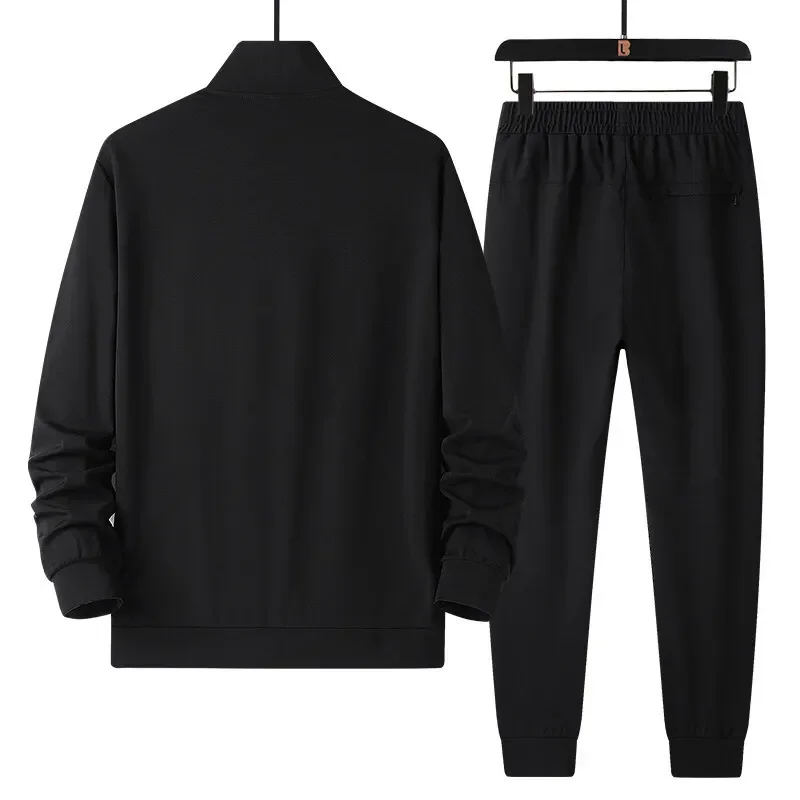 Spring And Autumn New Men's Sports Suit Casual Stand Collar Cardigan Two-Piece Set Chinese Roman Fabric Baseball Jersey