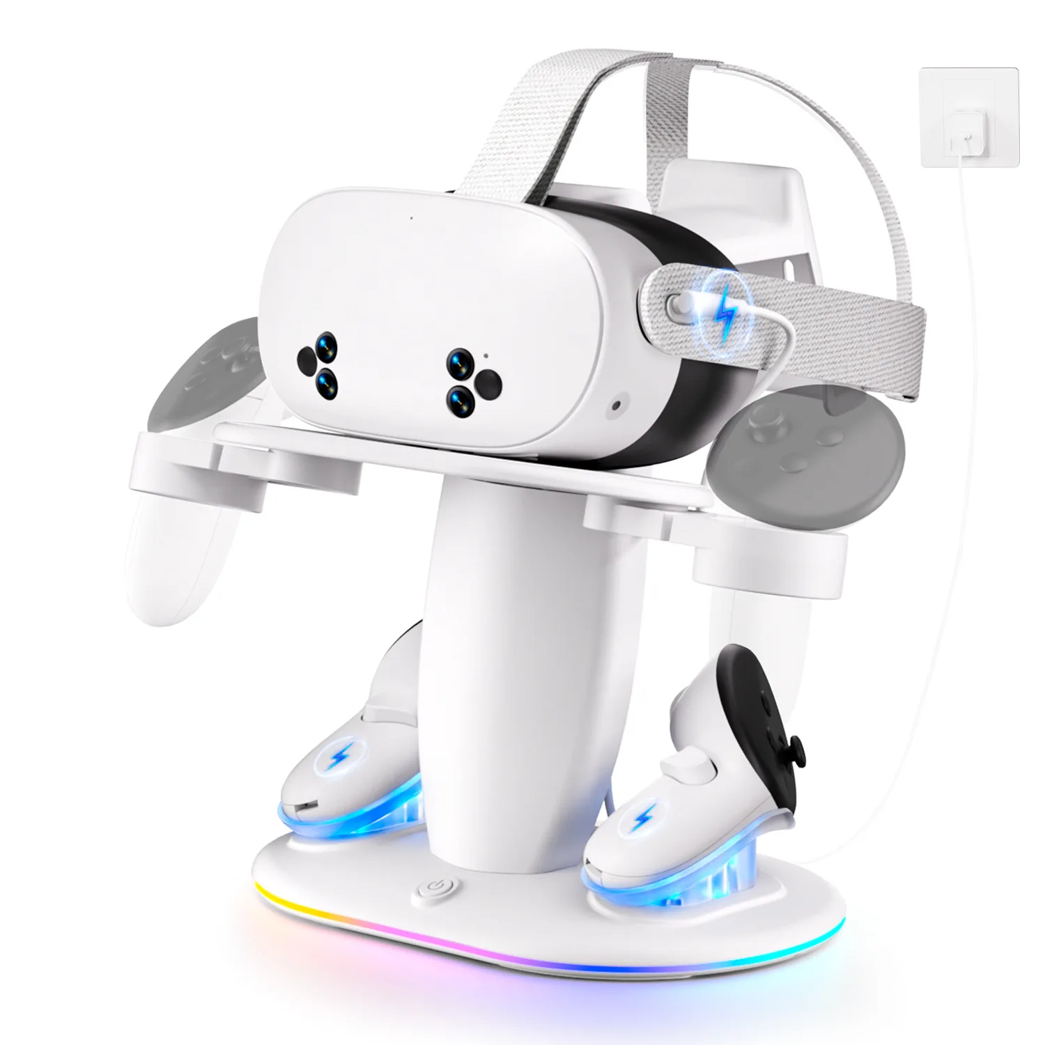 VR Headset Controller Charging Dock For Meta Quest 3S 3 2 VR Display Stand 2 Rechargeable Batteries Charger Base
