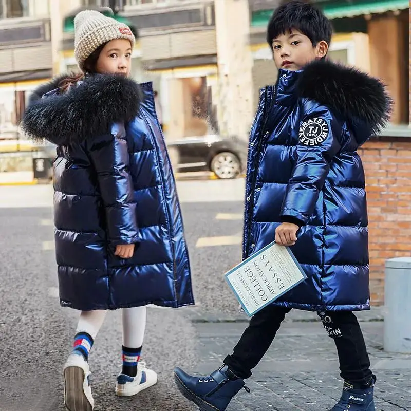 Winter Boy Girl Down Coat New Children Thickened Warm Jackets Kids Hooded Padded Outerwear Teenager Cotton Clothes 4-14Y