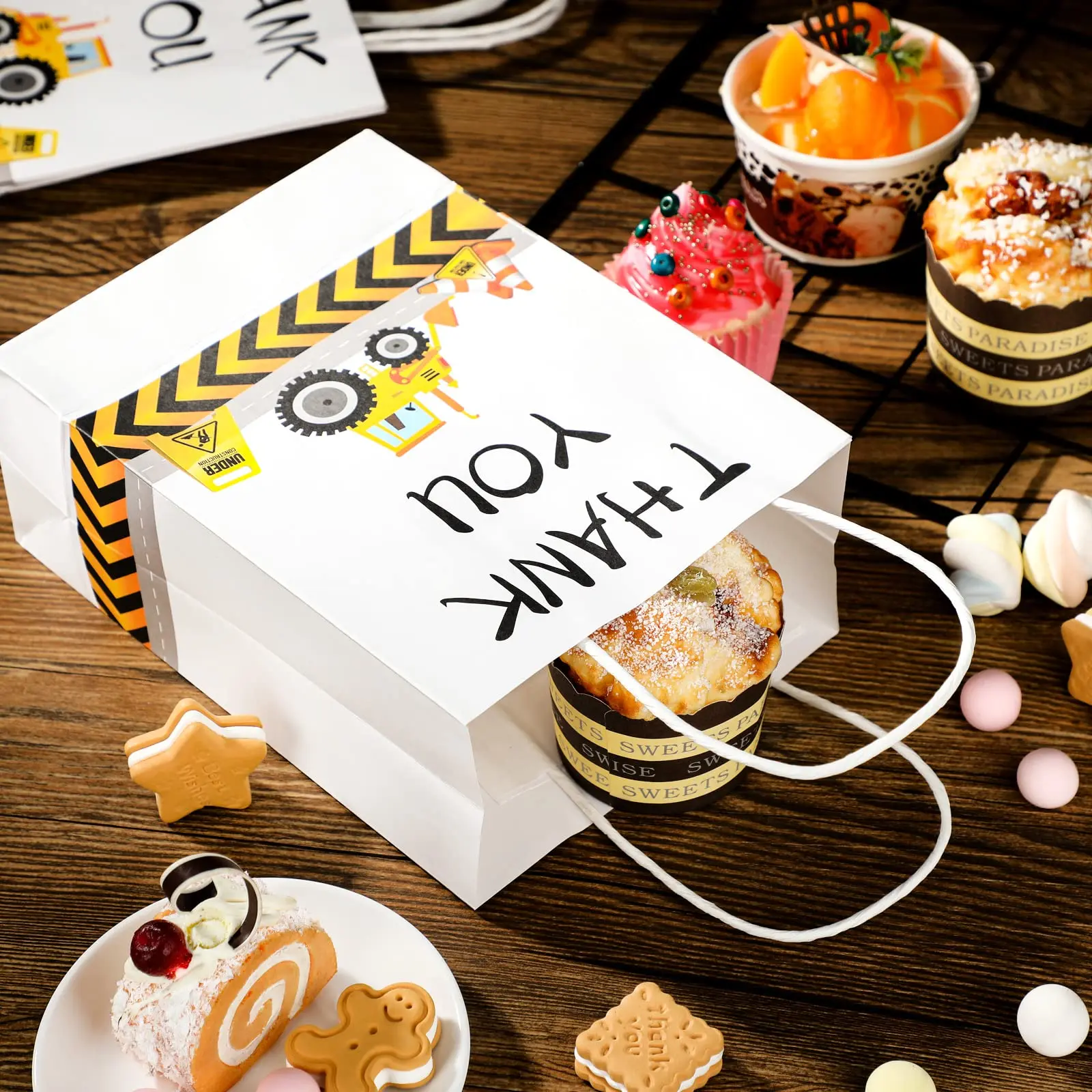 6/12/24pcs Construction Party Gift Bag Paper Bag with Handle Construction Truck Birthda... - SKU CPGB1906 - UGI Packaging