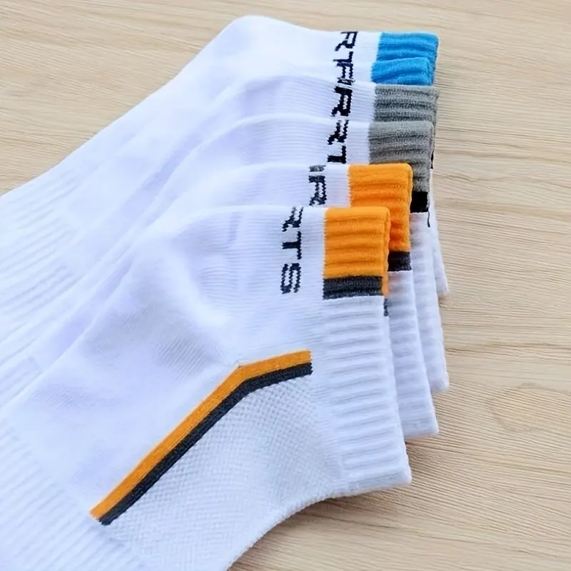 5pairs Men's Sports Socks Striped Cotton Sweat Absorption Breathable Ankle Socks sports socks cotton socks cotton ankle socks ankle socks casual socks short socks athletic socks gym socks cotton blend socks breathable socks