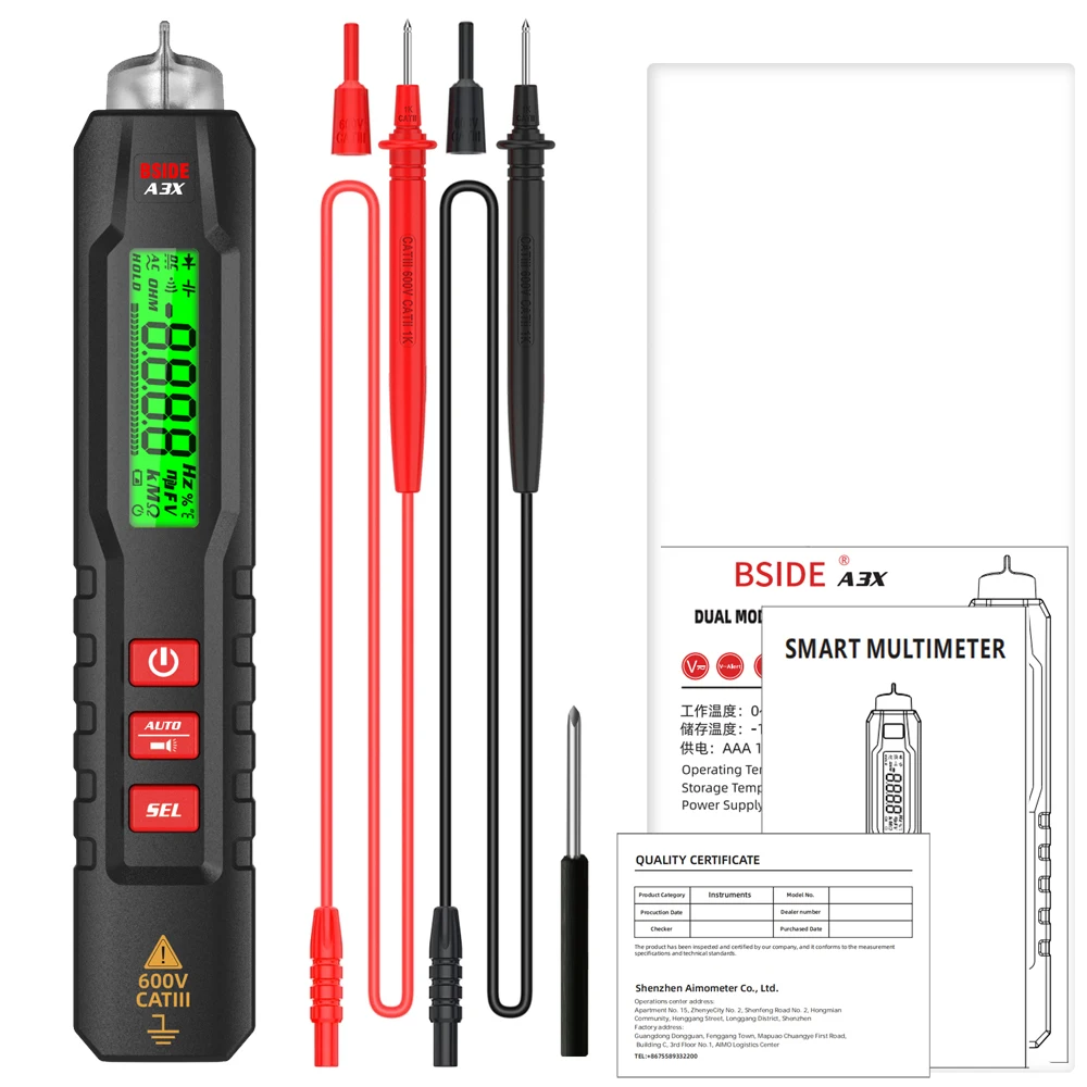 Smart Digital Multimeter Pen Type Multitester True RMS Voltmeter DC AC Voltage C