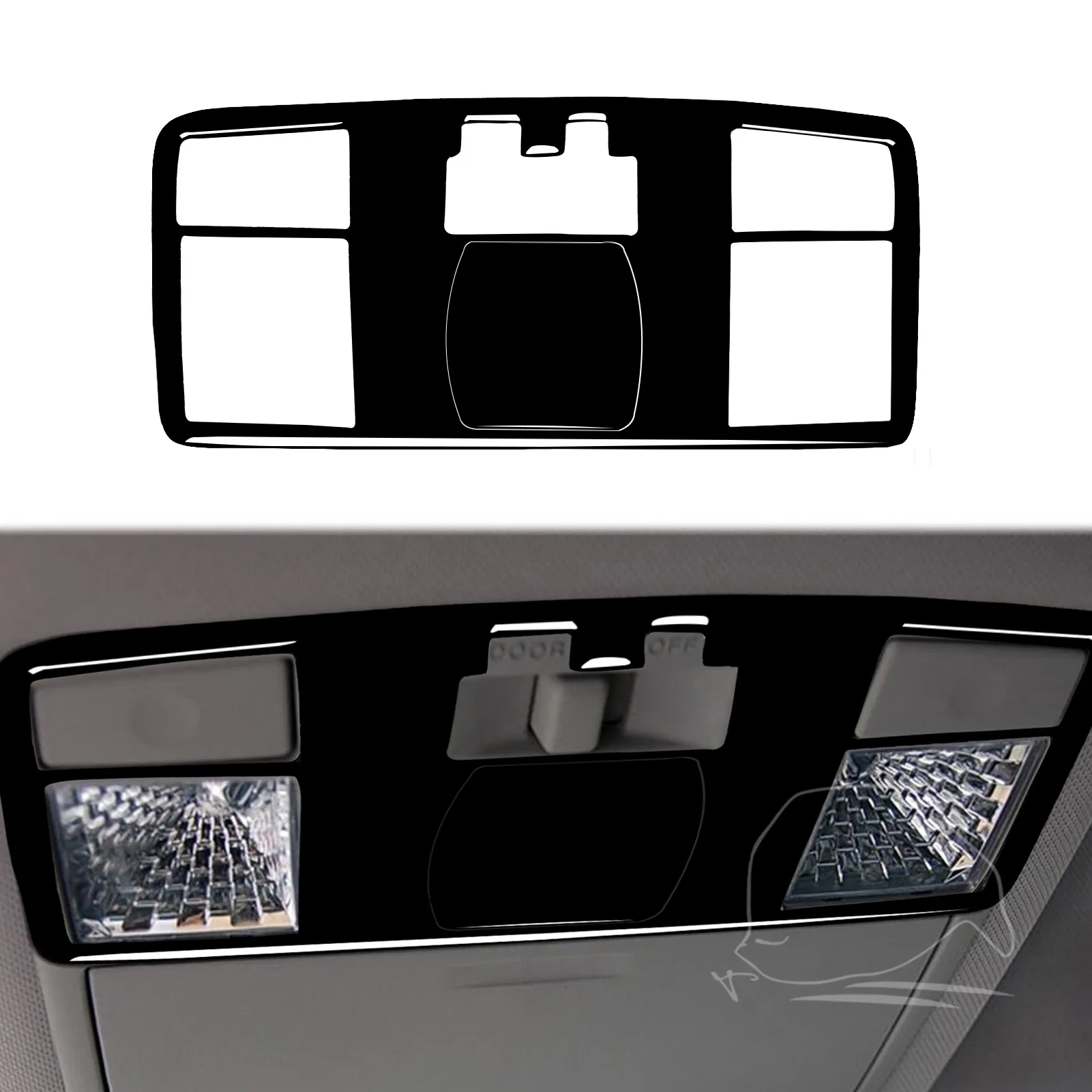 

Piano Black Car Top Reading Light Frame Panel Cover Trim Styling Sticker For Mazda RX8 2004-2008