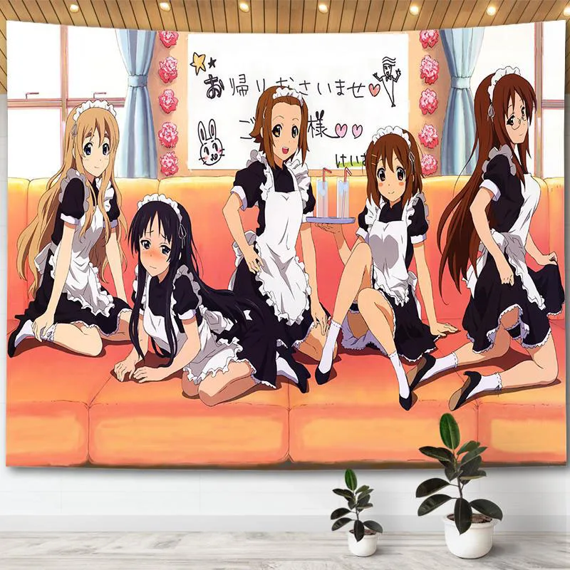 

New K-ON Anime Tapestry Hanging Wall Kawaii Posters Home Aesthetic Room Decoration Background Manga Bedroom Blanket Cute Cloth