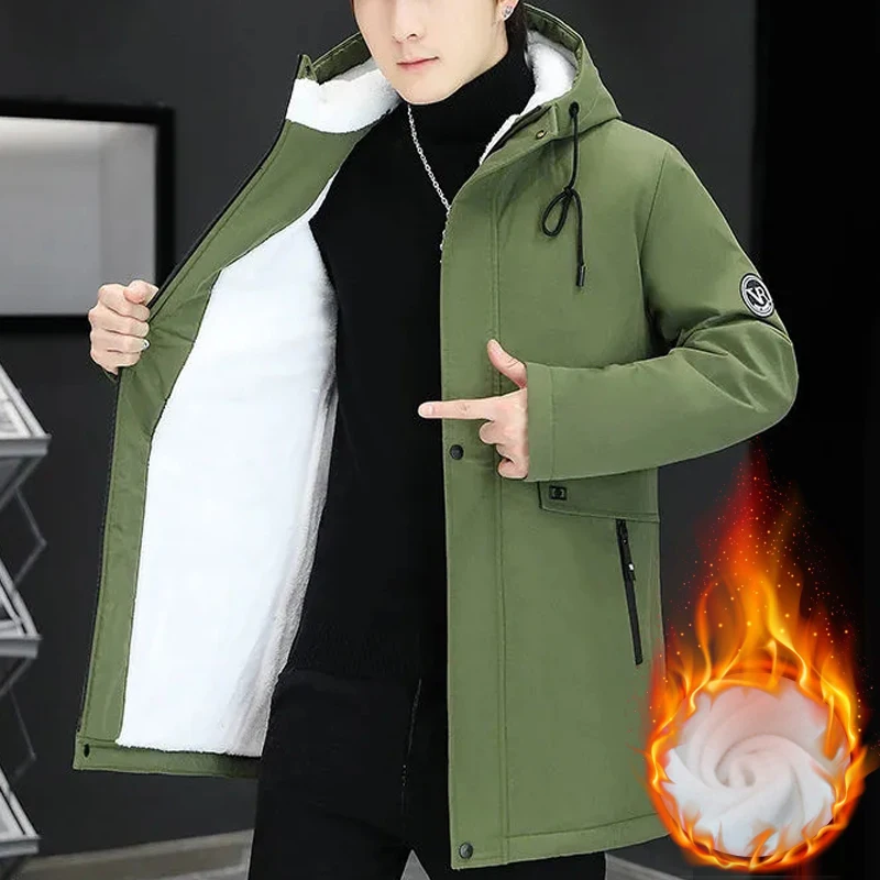 Plus Velvet Men Winter Clothing Male Trench Coat Parkas Windbreakers Raincoats Casual Loose Overcoat Masculine Jacket for Men