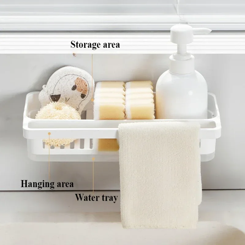 1/2/4PCS Rag Rack Kitchen Shelf No-punch Sponge Towel Draining Rack Household Sink Wall Hanging Multifunctional Draining Basket