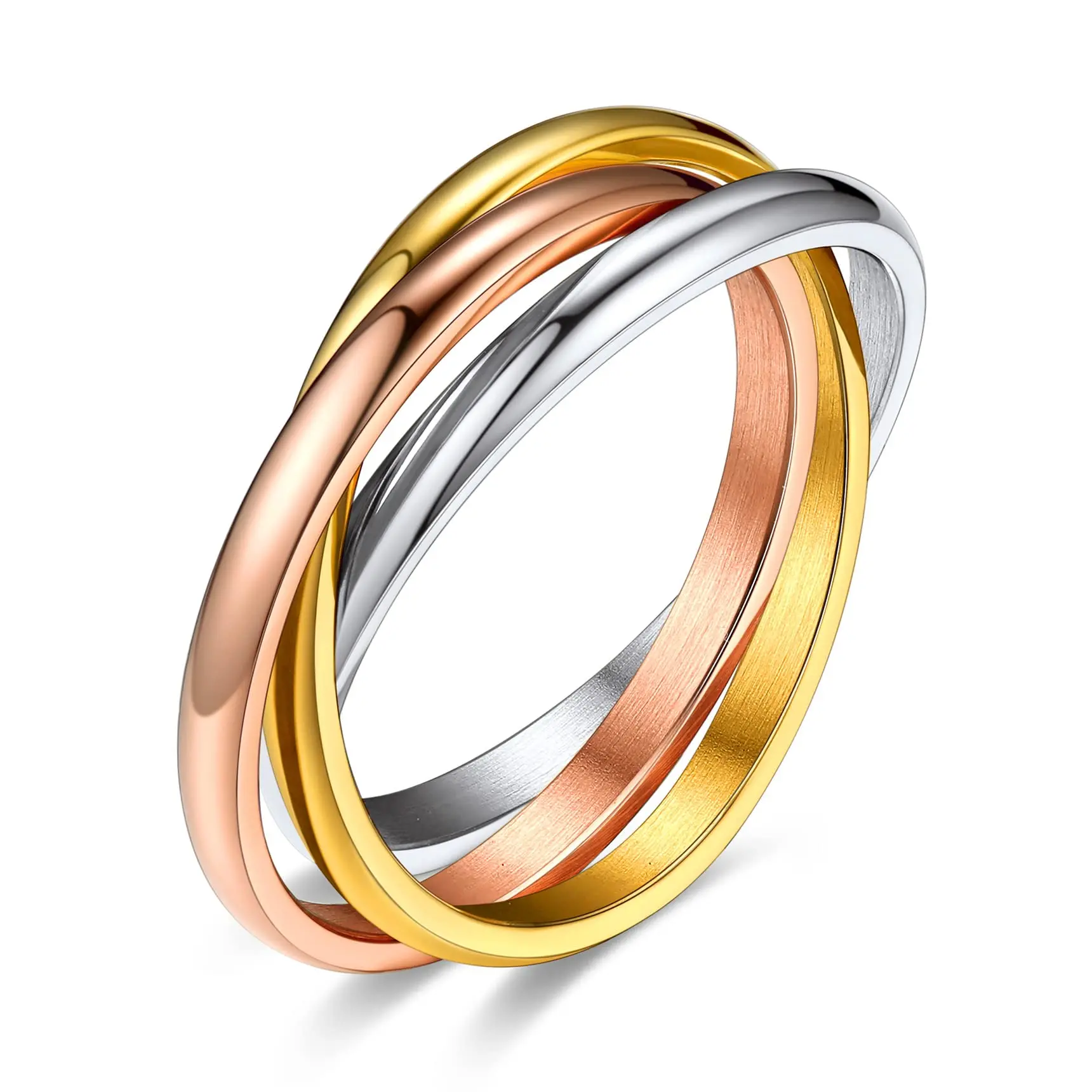 Fashion Triple Interlocking Anxiety Ring Men Women Unique Stainless Steel Stacking Cross Ring Wedding Band Jewelry Gifts wedding rings,jewelry rings,ring jewelry,cross rings