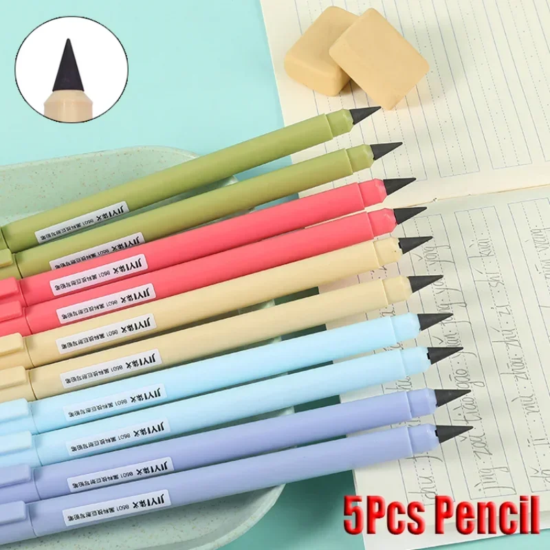 5Pcs Inkless Pencil Unlimited Writing No Ink HB Eternal Pen Sketch