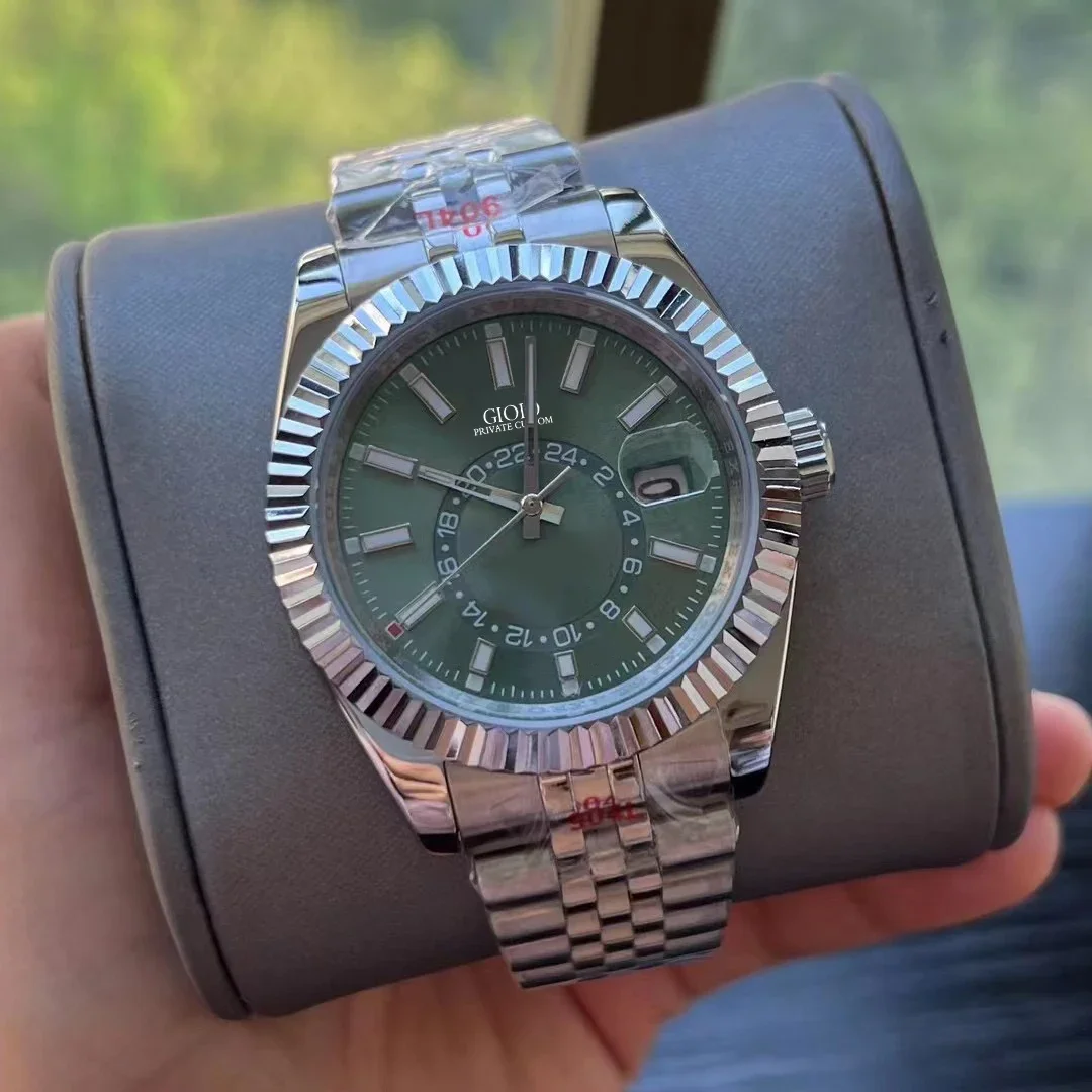 

Luxury New Men's Watch Automatic Mechanical Stainless Steel Silver White Green Sky Blue Dial