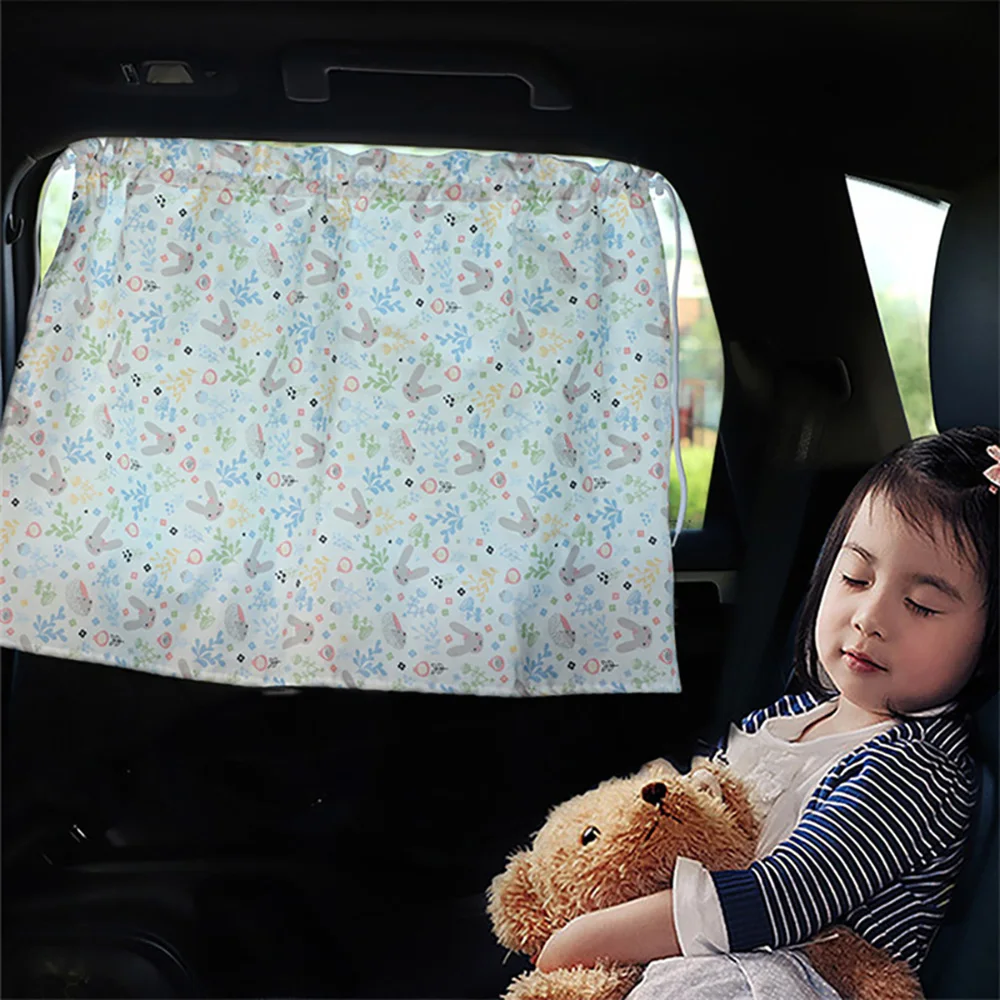 Cute Rabbit Cherry Travel Cotton Horse Children's Car Sunshade Windshield Sunshade Rear Side Window UV Protection Car C