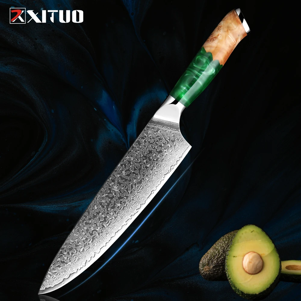 

XITUO Damascus Chef Knife 8 Inch Sharp Kitchen Knife Japanese Damascus VG-10 Steel Chopping Knife Ergonomics Full Tang Handle