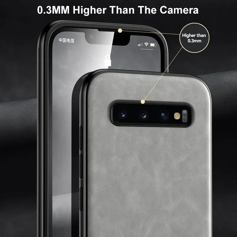 Phone Case Case For Samsung S10 S9 Plus Note 10 Plus A56 A36 A26 A16 A55 A35 A15 Luxury Leather Cover Metal Plate Support Car Hold