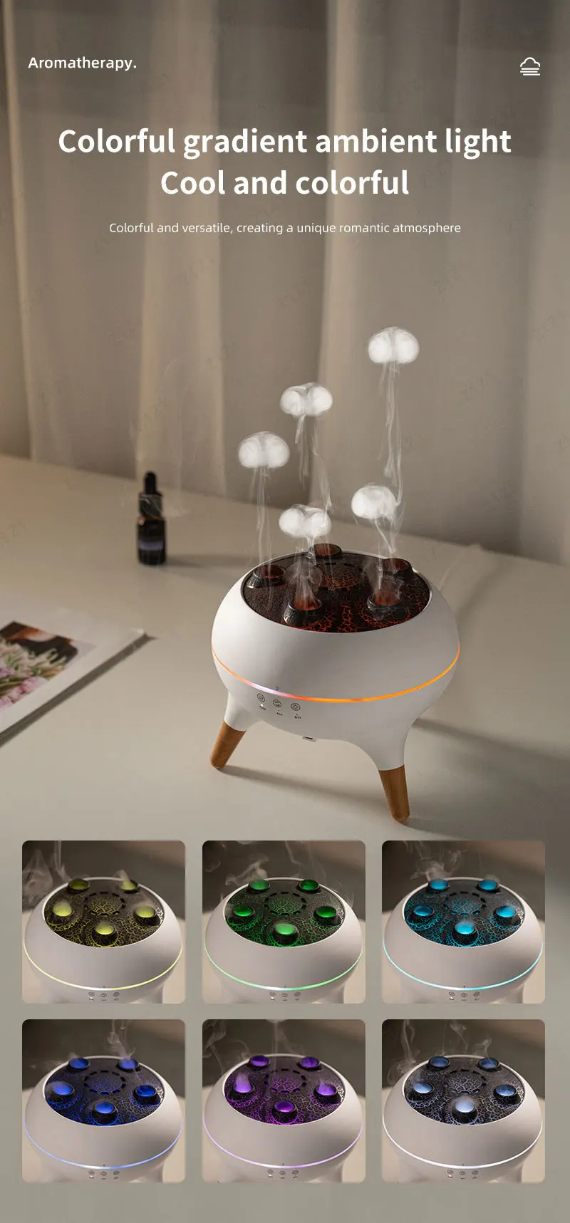 Diffuseur d'arômes humidificateur à ultrasons effet méduse_voghion.com
