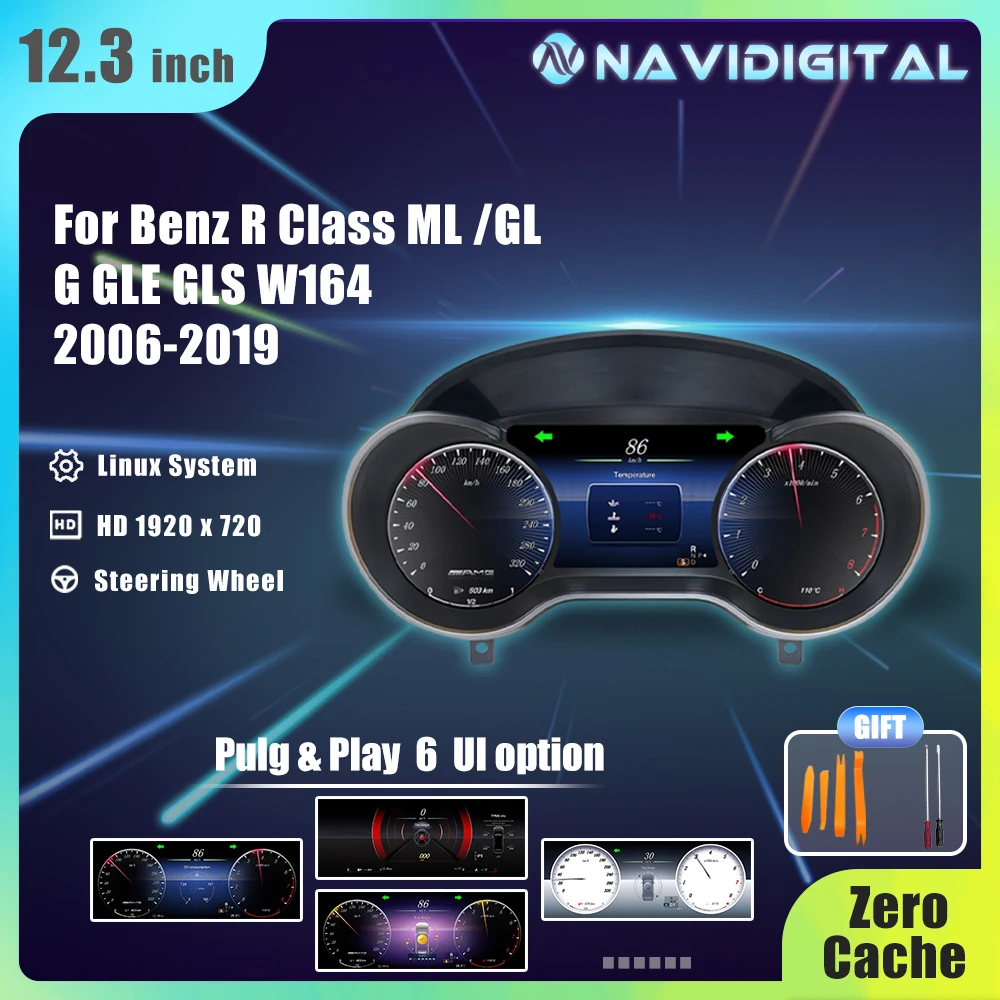 Navidigital-tablero Digital LCD de 12,3 pulgadas para Benz Clase R ML GL G GLE GLS W164 W166 W463, Panel de instrumentos de 2006-2019 años 1
