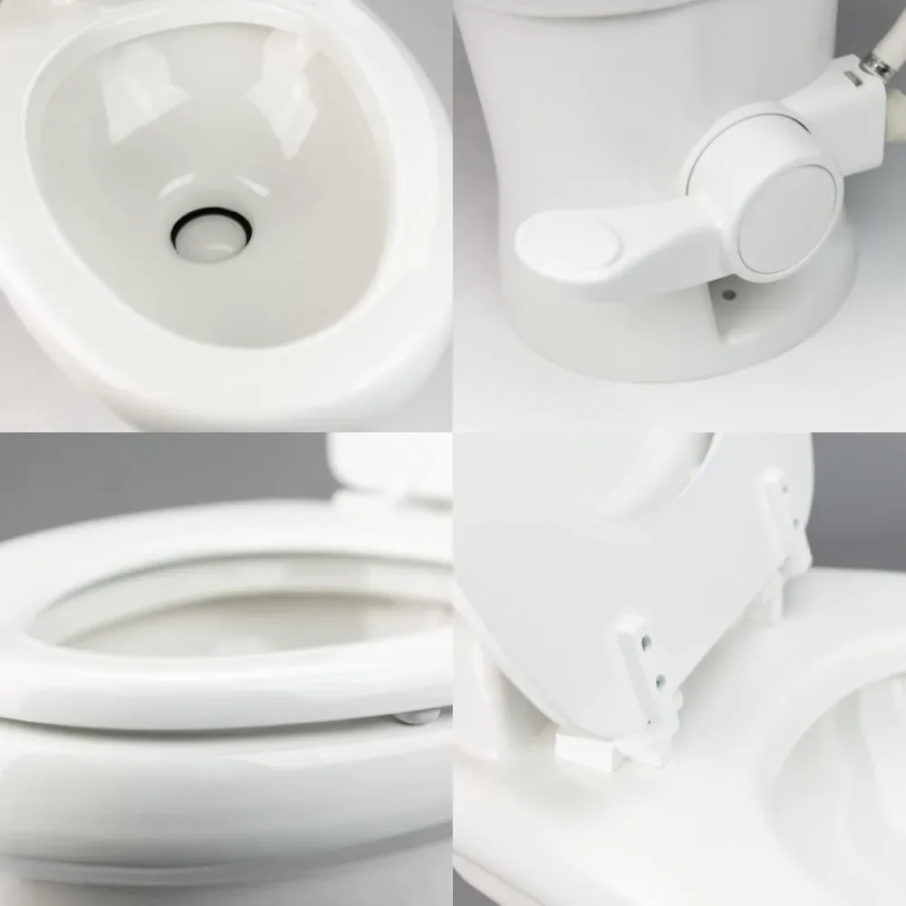 320 RV Toilet  White ,Standard Height ,Gravity Toilet,Elongated Ceramic Bowl,Flush with Foot Pedal,For RVs,and Outdoor Campers 4