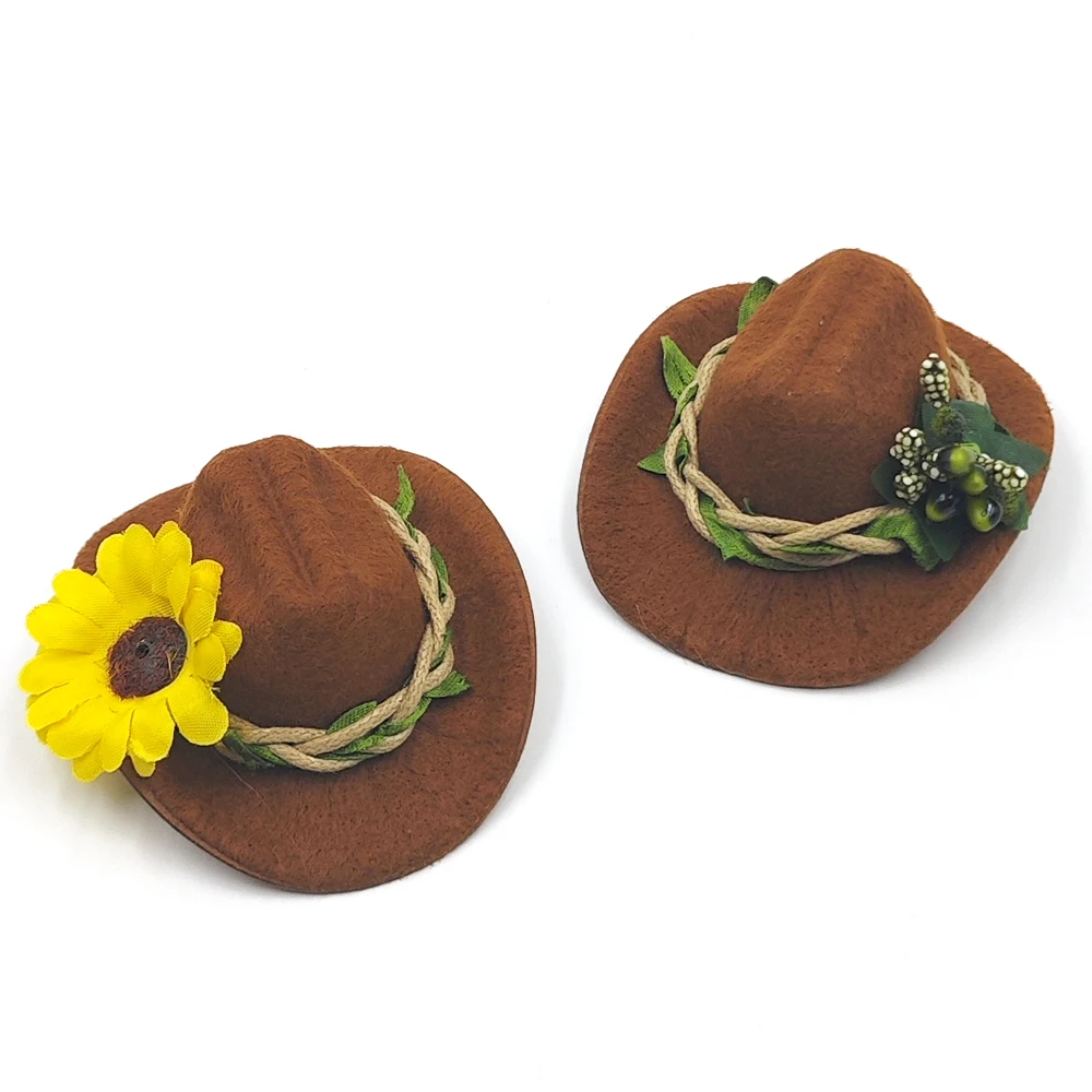 1 pc Cute Hamster Hats Mini Cowboy Hat Mexico Caps for Small Animals Guinea Pig Hamster Bird Cosplay Photo Props Pet Headdress