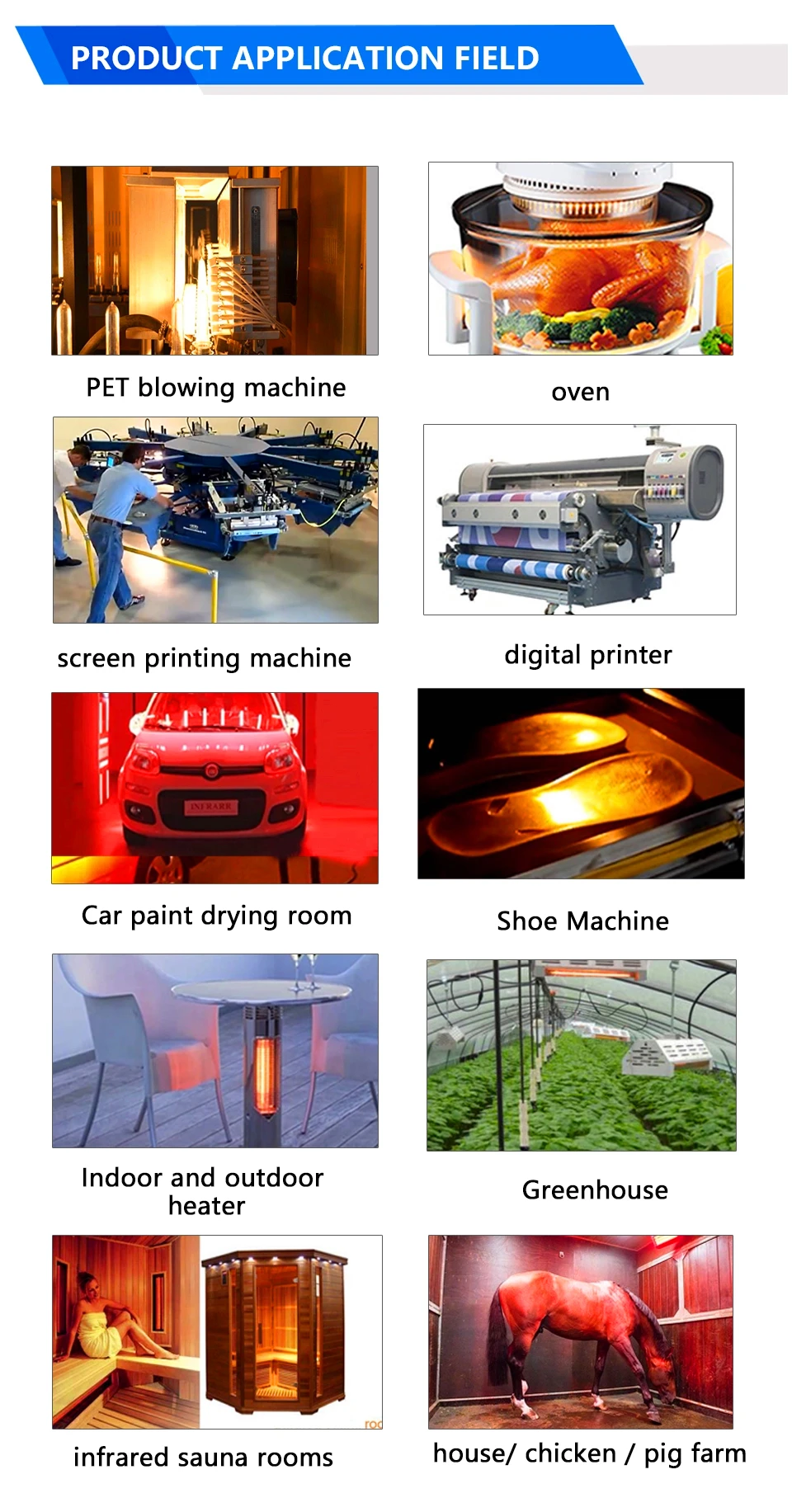 Description Picture 4 of item2500W 3000W  Infrared Quartz Heaters Heating Lamp  Lamp Elements Bulb For PET Blowing Machine