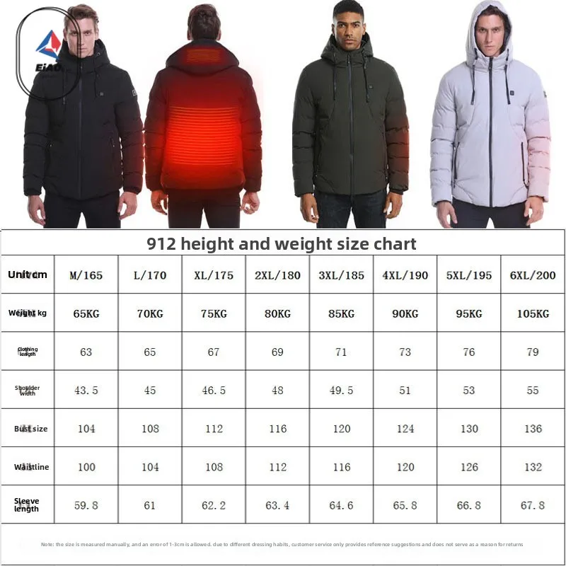 Eiao 2025 new ​USB Heated Jacket for Men Winter Large Size Graphene Smart Heating Thermal Windproof Outdoor Ski Camping​