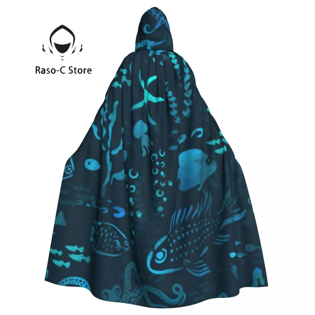 

Adult Cloak Cape Hooded Marine Animals Medieval Costume Witch Wicca Vampire Elf Purim Carnival Party