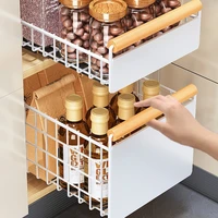 1PC Kitchen No Installation Pull-out Basket, Cabinet Pull-out Bowl Basket, Dish Storage Rack, Drawer Style Layered Storage Rack 2