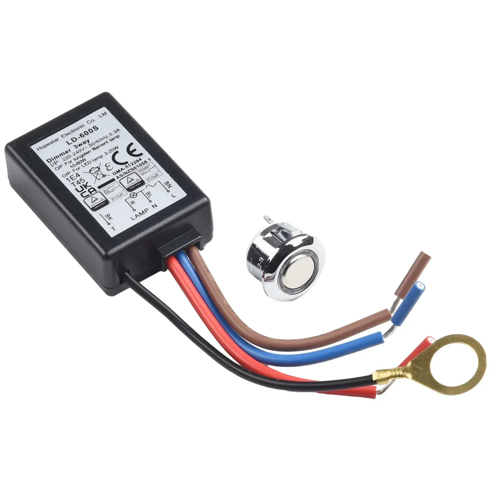 LD 600S EU Touch Dimmer Switch 3 Way Finger Touch Dimming ON/OFF for LED/Incandescent TUV/EMC/CE/SAA Certified 6