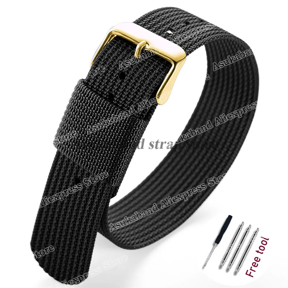 Black and Green Nylon Braided Men's Army Sports Watch Strap - Breathable and Wear-Resistant