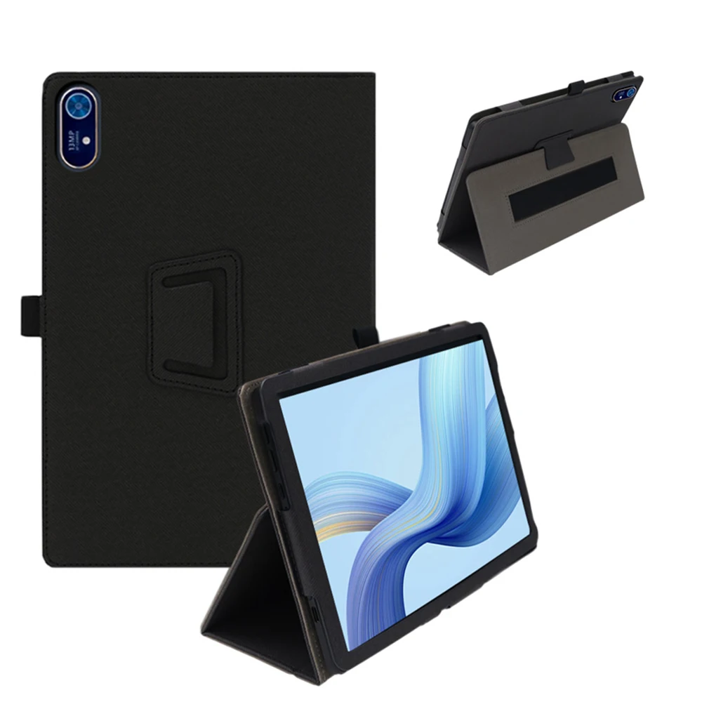 Premium Folio PU Leather Tablet Case with Magnetic Cover and Hand Strap, 10.1-Inch