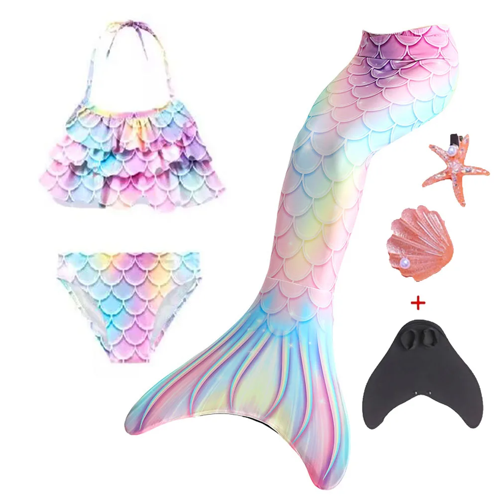 Girls Tail Mermaid Tails Beach Costume Clothing With Monofins Bikini Swimming Cosplay Littli Mermaid Tail Children Swimwear