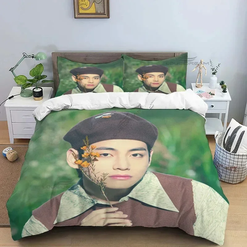 Korean Fashion Singer Group Kpop Jung Kook SUGA Jimin Bedding Set,Duvet Cover Bed Set Quilt Cover Pillowcase,King Queen Size 5