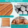 Wall Mounted Foldable Teak Shower Seat Bench Home Care Waterproof Non-Slip Space-Saving Easy Installation 440lbs Capacity 6
