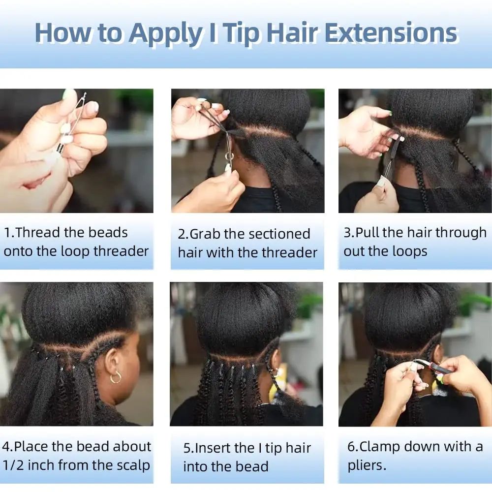 Human Hair Extensions Natural Black Women Brazilian Kinky Curly Hair Human Extensions I-Tips