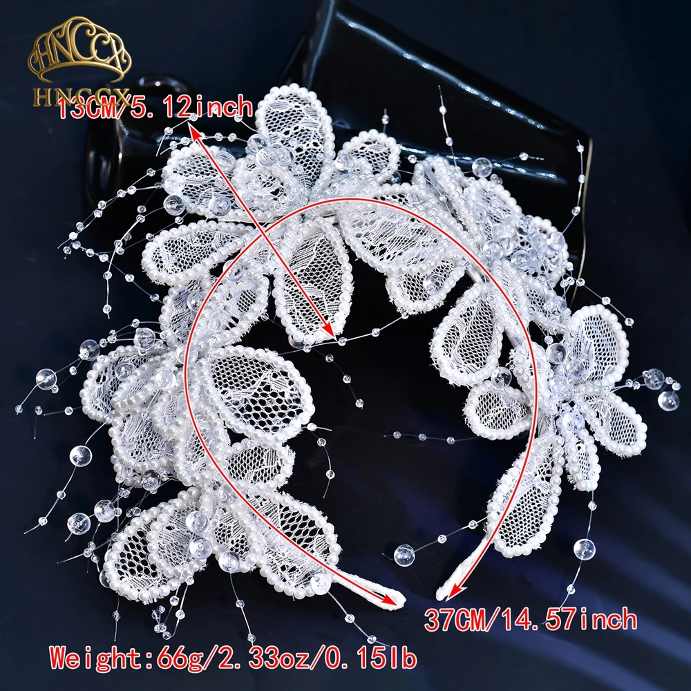 HNCCX Boho 화이트 컬러 레이스 꽃무늬 사이드 헤드피스 크리스탈 진주 신부 헤어 주얼리 야외 잔디밭 이도 결혼식 HP702