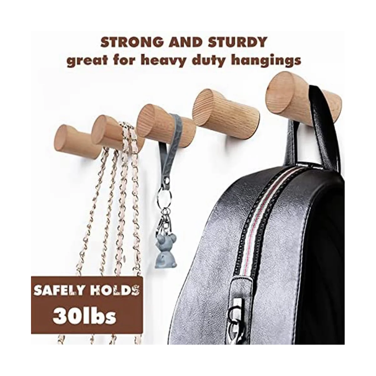 

Wood Coat Rack Wall Mount, Wall Hooks Wall Decor Aesthetic, Heavy Duty Coat Hooks Wall Mounted for Hat Towel 5Pcs