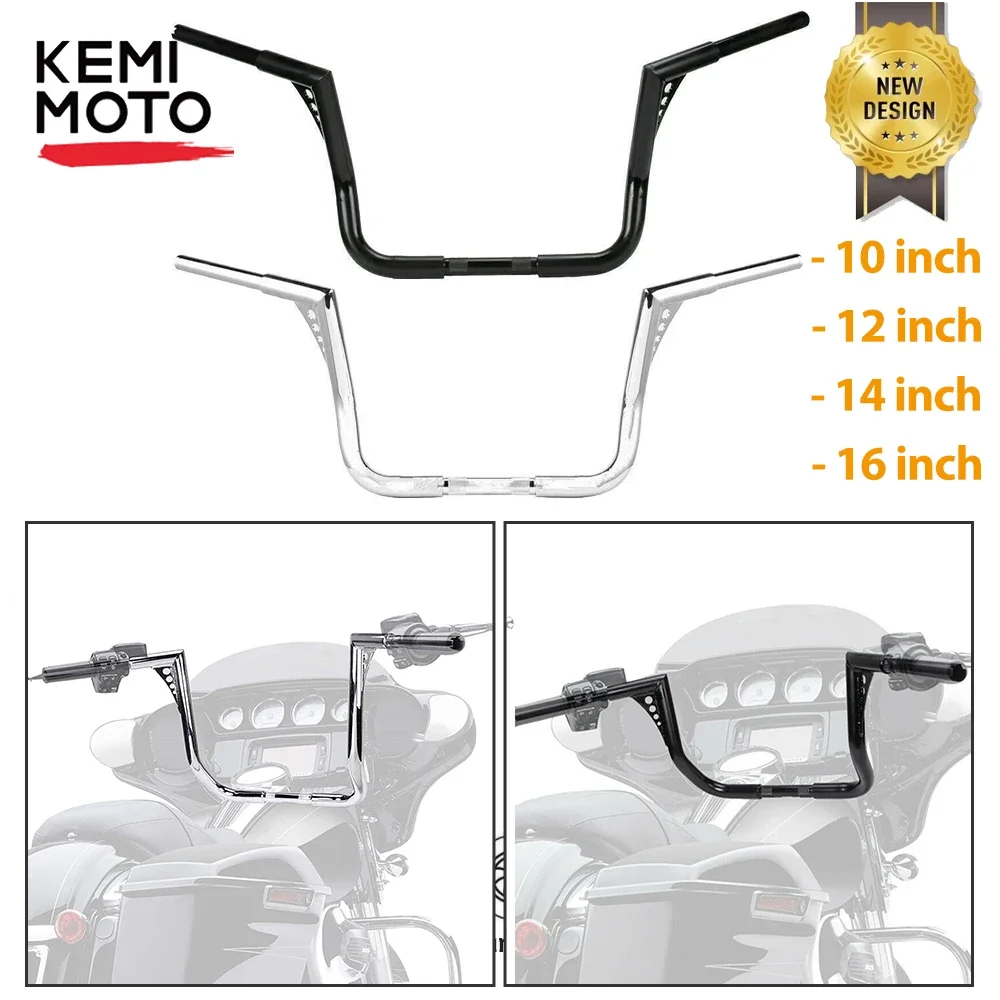 

12 14 16" 14 Inch Rise Ape Hanger Bar Rise Ape Hangers Handlebar for Touring CVO Street Glide Tri Glide Electra Glide 1982-2023