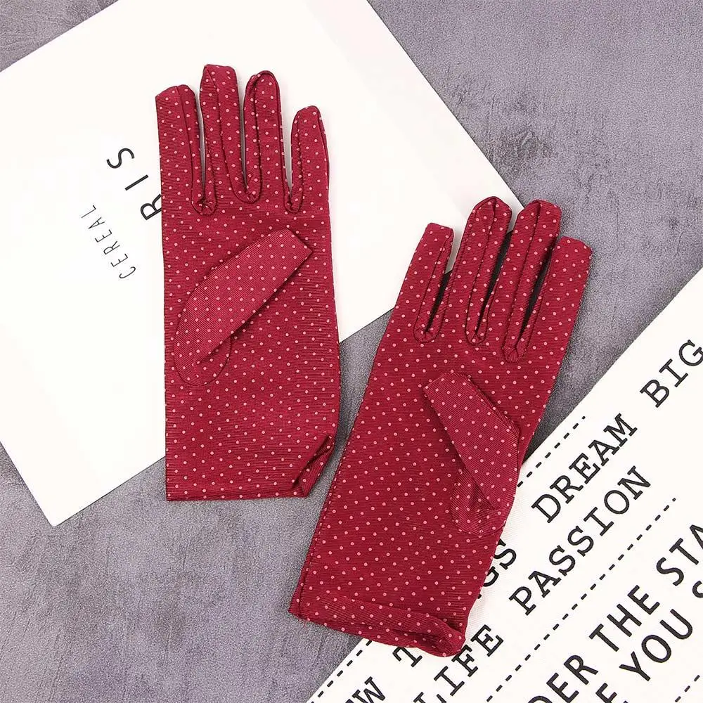 Fashion 1Pair Summer Spandex Elastic Spring Driving Gloves Sunscreen Dots Gloves Women Gloves