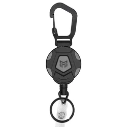 Heavy Duty Retractable Keychain with Steel Cord and Carabiner Clip (1Pc)