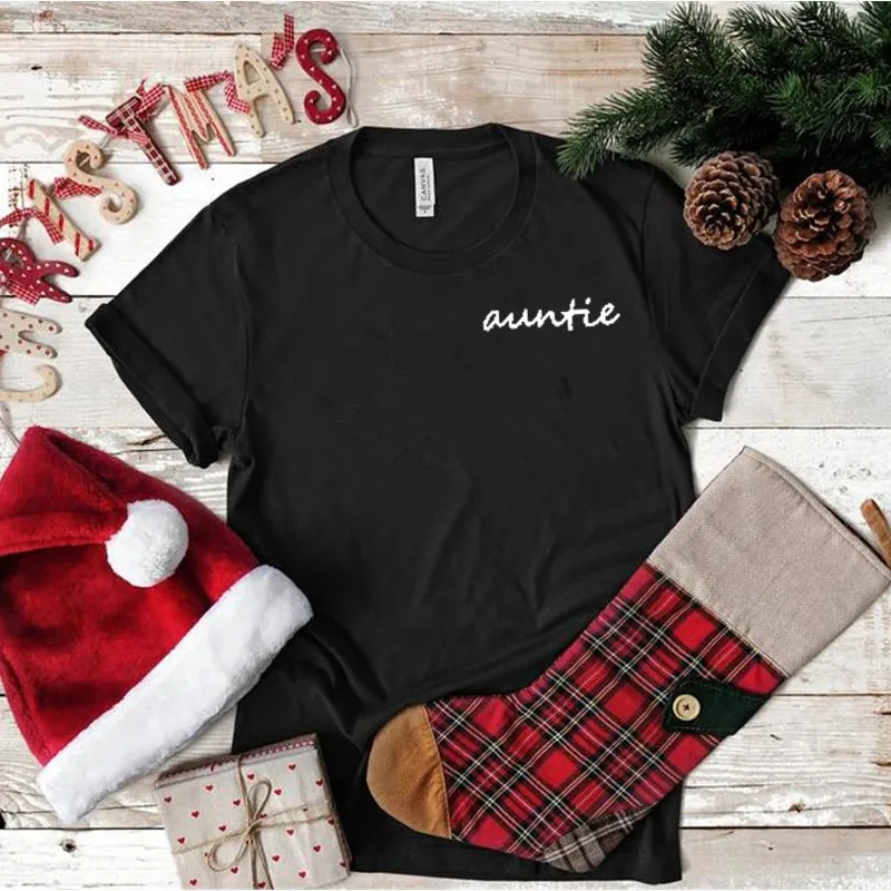 

Auntie Shirt Gift For Aunt Simple letter pattern Funny Women Tshirt Fashion Casual Round Neck Female Shirt Short Sleeve Top Tees